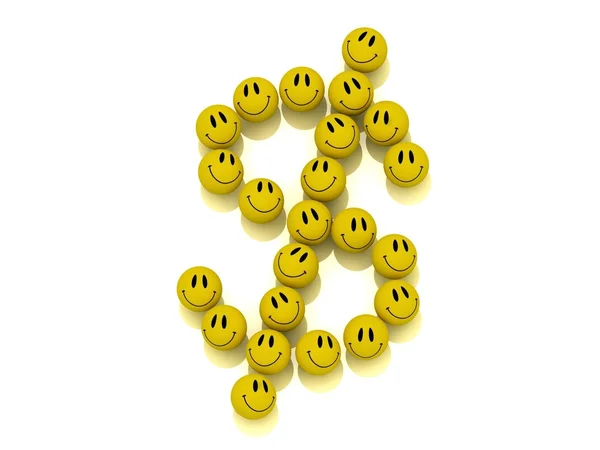 Funny smilies lined up in a dollar figure — Stock Photo, Image