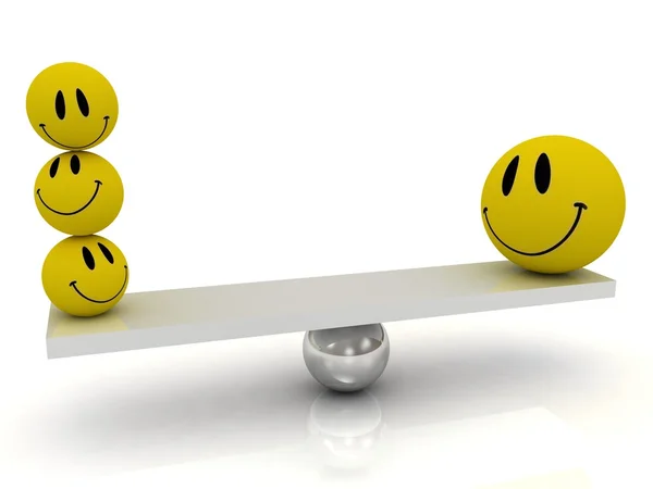 Balance funny yellow smilies — Stock Photo, Image