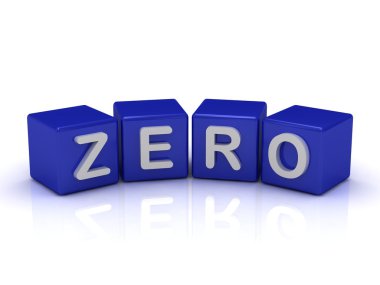 ZERO word on blue cubes clipart