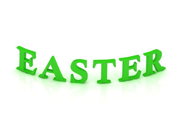 EASTER sign with green word on isolated white background
