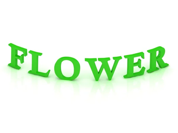 花标志与绿色的词 — 图库照片