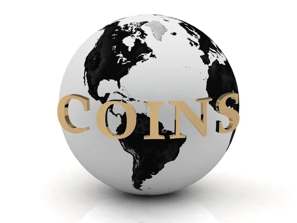 COINS oppsamlingsinskripsjon rundt jorden – stockfoto