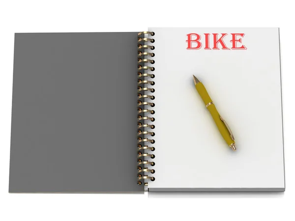 Ποδήλατο λέξη στην σελίδα του σημειωματάριο — Φωτογραφία Αρχείου
