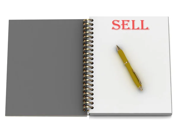 Sälja word på anteckningsboken sida — Stockfoto