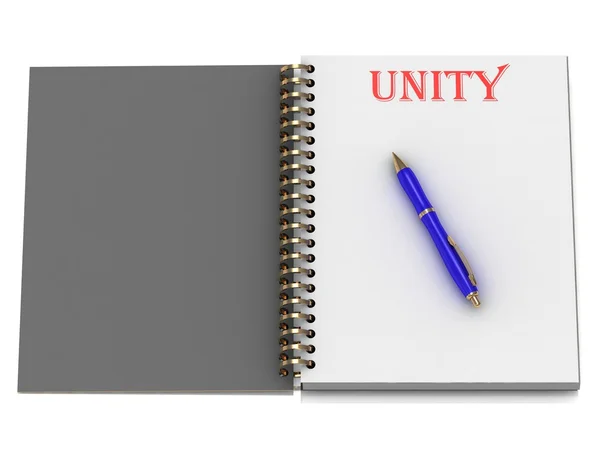Palavra UNITY na página do caderno — Fotografia de Stock