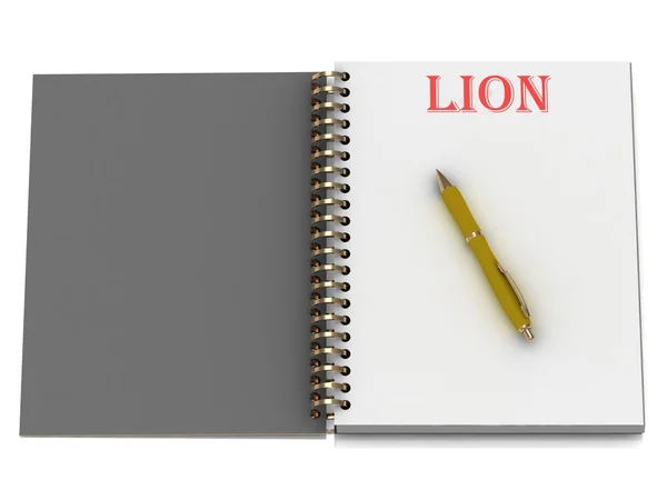 狮子 word 在笔记本页 — 图库照片
