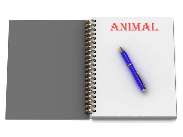 Tierwort auf Notizbuchseite — Stockfoto
