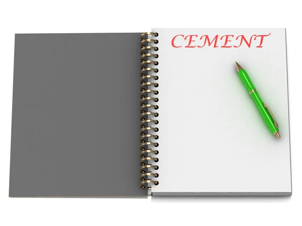 Cementu slovo na stránce poznámkového bloku — Stock fotografie