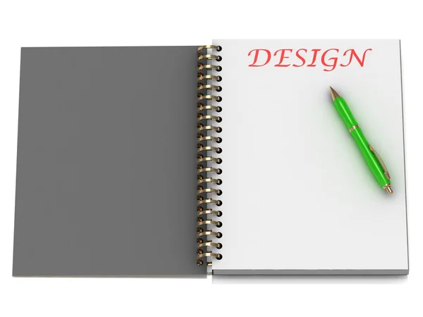 Design slovo na stránce poznámkového bloku — Stock fotografie