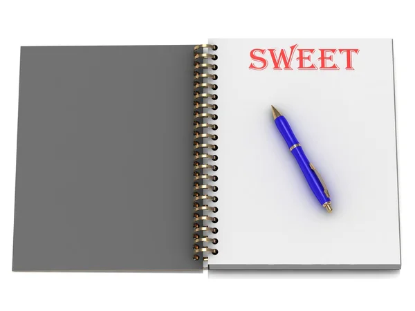 Слово SWEET на сторінці ноутбука — стокове фото