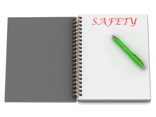 Säkerhet ordet på anteckningsboken sida — Stockfoto