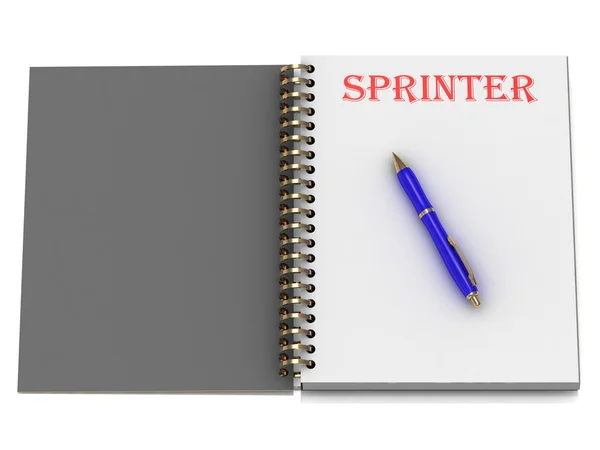 Sprinter-Wort auf Notizbuchseite — Stockfoto