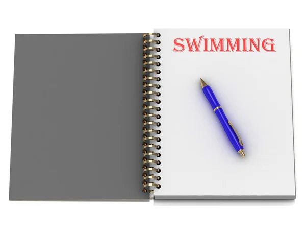 Úszás szó notebook oldalon — Stock Fotó