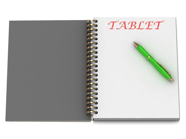 Tablet PC woord op laptop pagina — Stockfoto