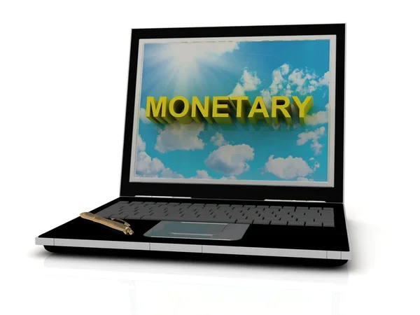Monetáris jel-ra képernyő laptop — Stock Fotó
