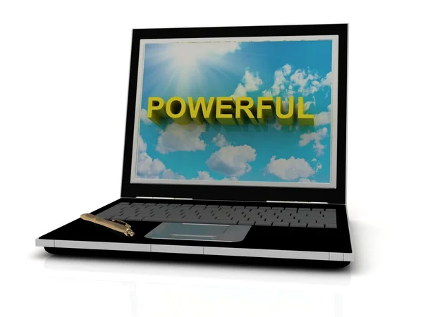 POWERFUL sign on laptop screen — Stock Photo, Image