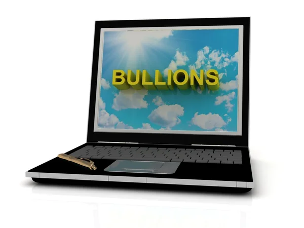 Вывеска BULLIONS на экране ноутбука — стоковое фото