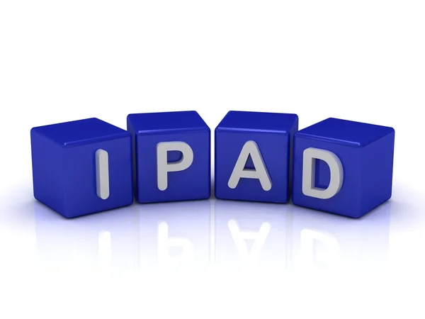 A kék kockák iPad szó — Stock Fotó