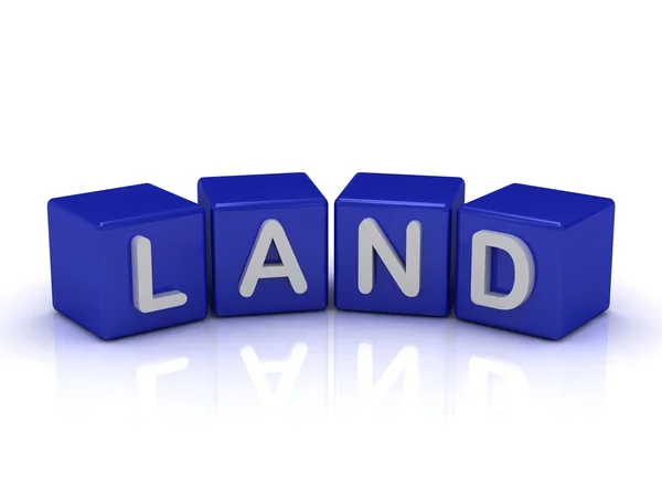LAND word on blue cubes — Stock Photo, Image