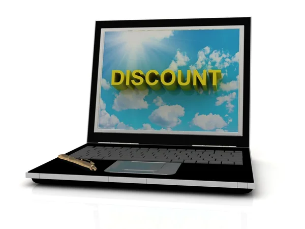DISCOUNT sign on laptop screen — Stock Photo, Image
