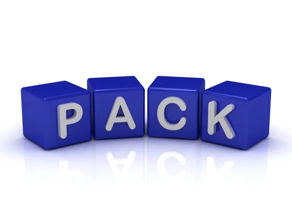 PACK word on blue cubes — Stock Photo, Image