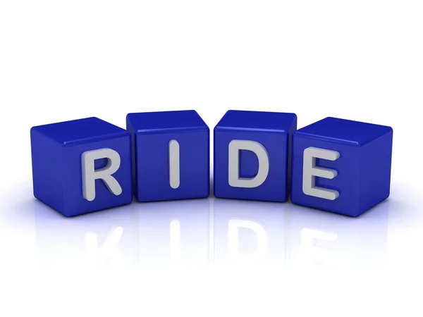 RIDE word on blue cubes — Stock Photo, Image