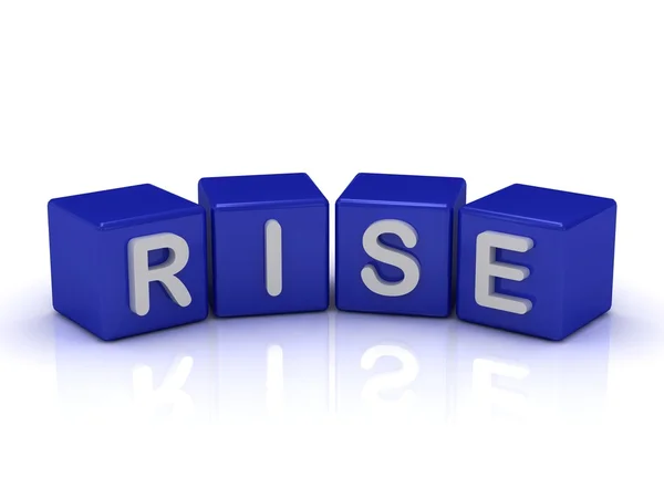RISE word on blue cubes — Stock Photo, Image