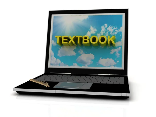 Učebnice nápis na displeji notebooku — Stock fotografie