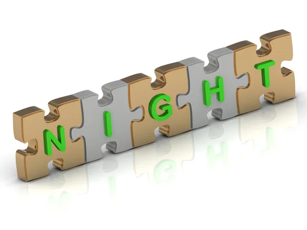 NIGHT word of gold puzzle — Stock Photo, Image
