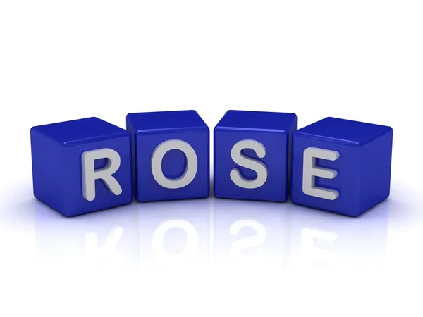 ROSE palavra em cubos azuis — Fotografia de Stock