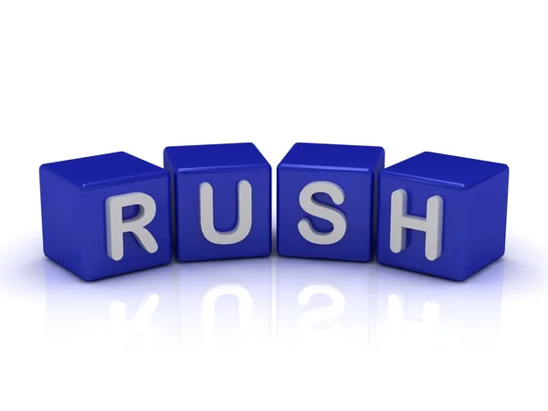 RUSH word on blue cubes — Stock Photo, Image