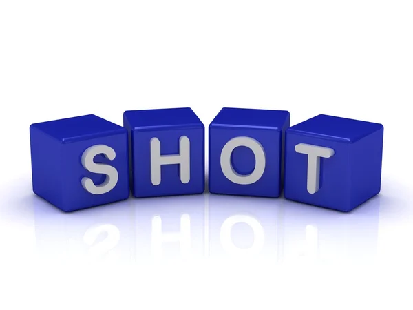 Shot woord op blauwe kubussen — Stockfoto