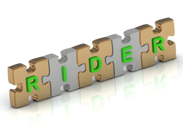 Rider woord van gouden puzzel — Stockfoto