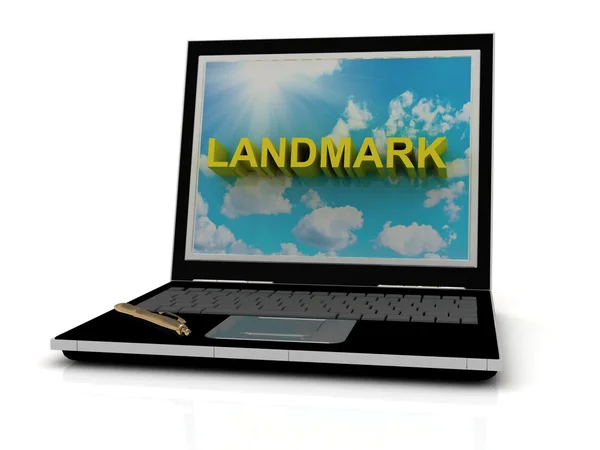 LANDMARK signo en la pantalla del ordenador portátil — Foto de Stock