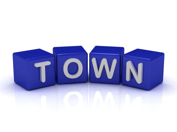 TOWN word on blue cubes — Stock Photo, Image