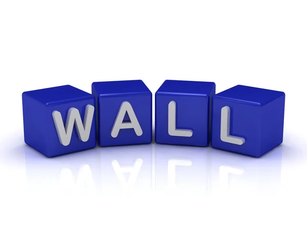 WALL palavra em cubos azuis — Fotografia de Stock