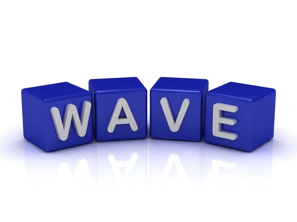 Wave word på blå kuber — Stockfoto