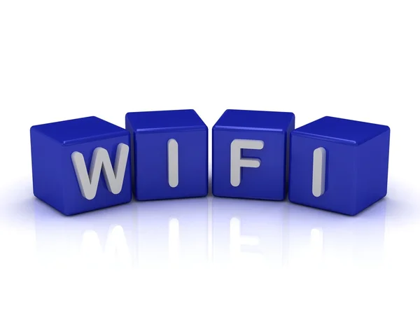 Slovo WiFi na modré kostky — Stock fotografie