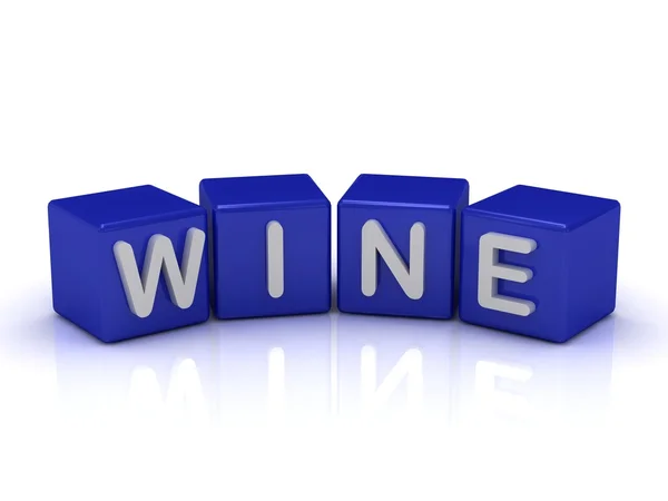 Víno slovo na modré kostky — Stock fotografie