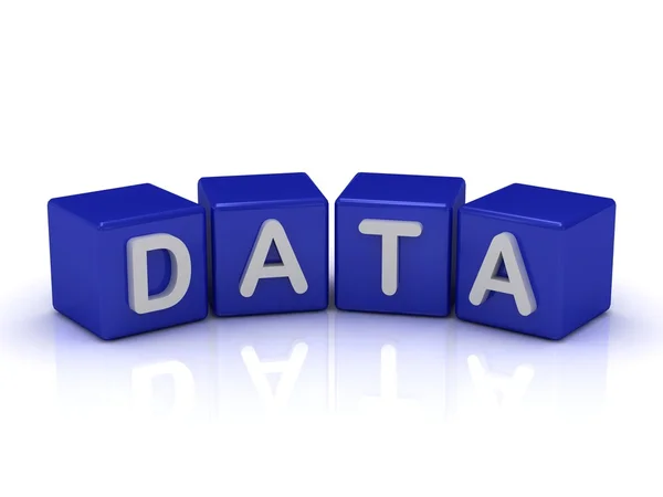Palavra DATA em cubos azuis — Fotografia de Stock