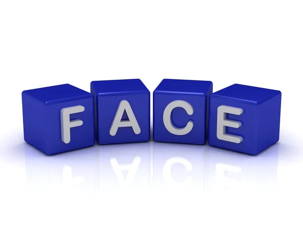 Palavra de rosto em cubos azuis — Fotografia de Stock