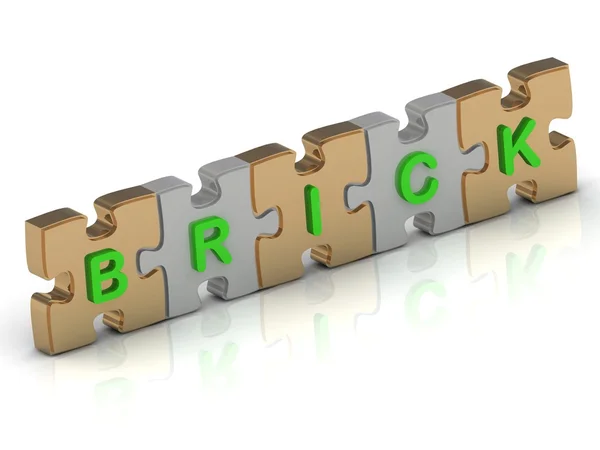BRICK palavra de quebra-cabeça de ouro — Fotografia de Stock