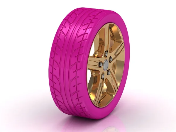 Glamorous pink wheel with a gold disc — Stock Photo, Image