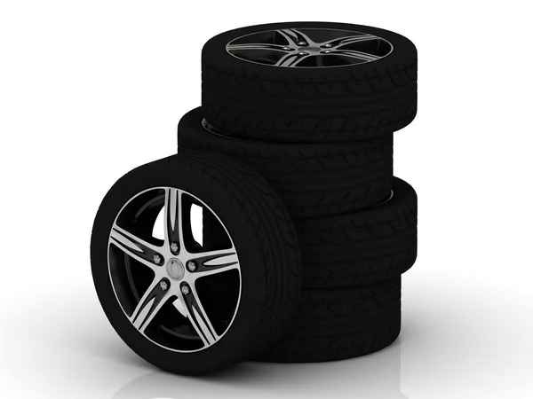 Set of car wheels — Stock Photo, Image