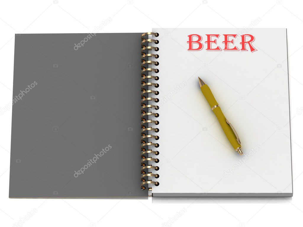 BEER word on notebook page