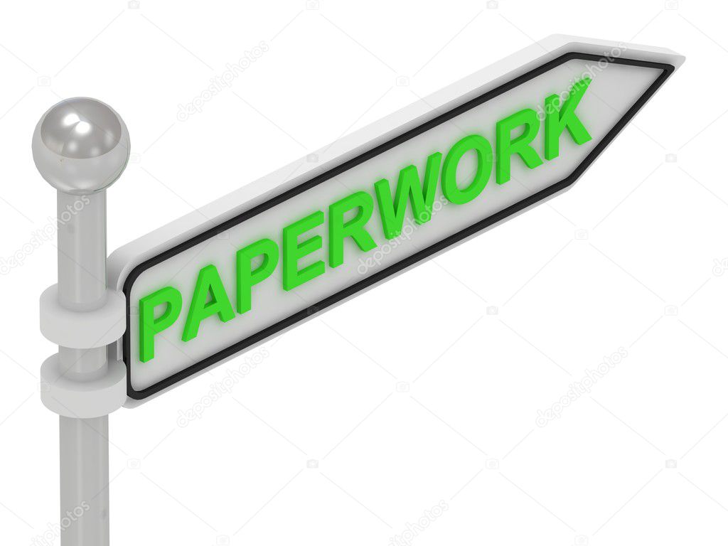 PAPERWORK word on arrow pointer