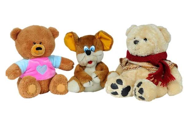 Mjuk leksak. björnar med en liten mus. — Stockfoto