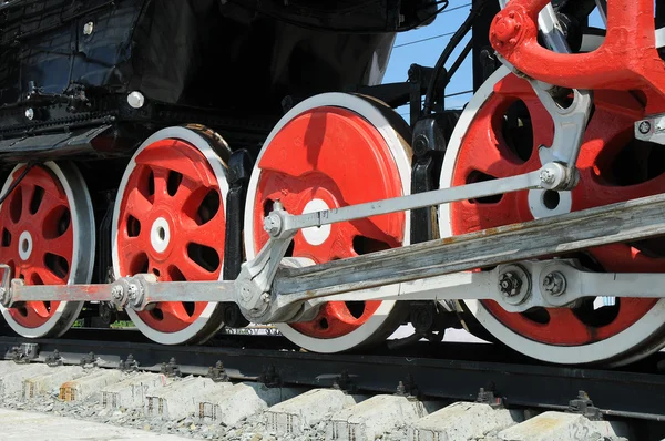 Iron wheels of the locomotive — Stock Photo, Image