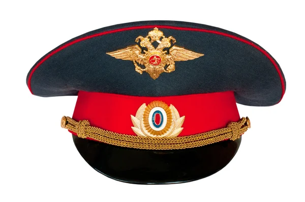 Пиковая шапка российского полицейского — стоковое фото