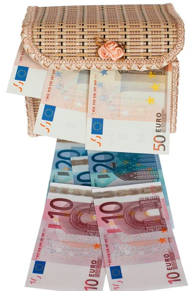 Деньги евро в коробке . — стоковое фото